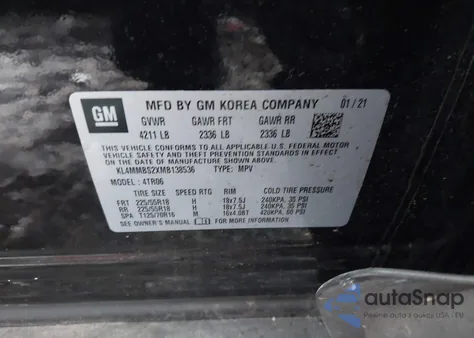 2021 Buick Encore Gx Fwd Preferred z USA, uszkodzony, nr VIN KL4MMBS2XMB138536